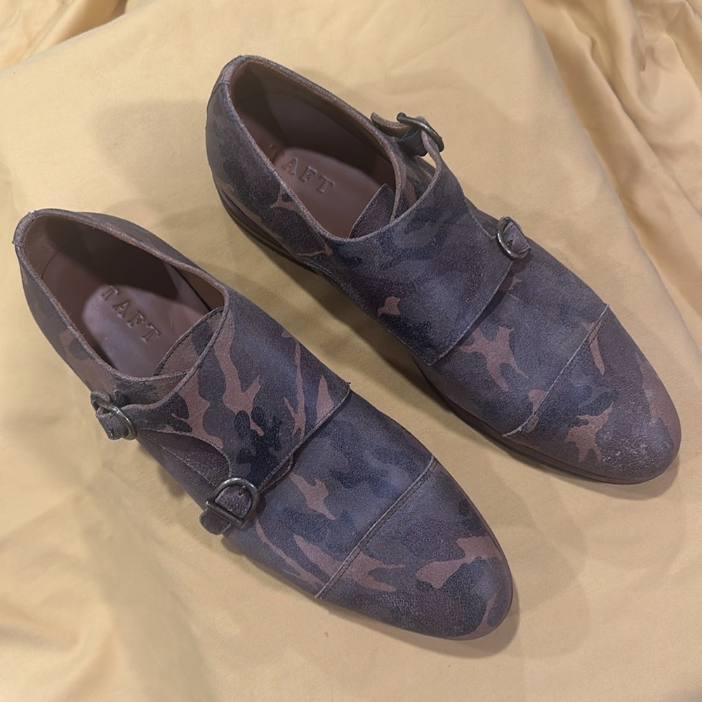Taft Camo Leather Double Monk Strap Oxfords Size EU 44/US 11